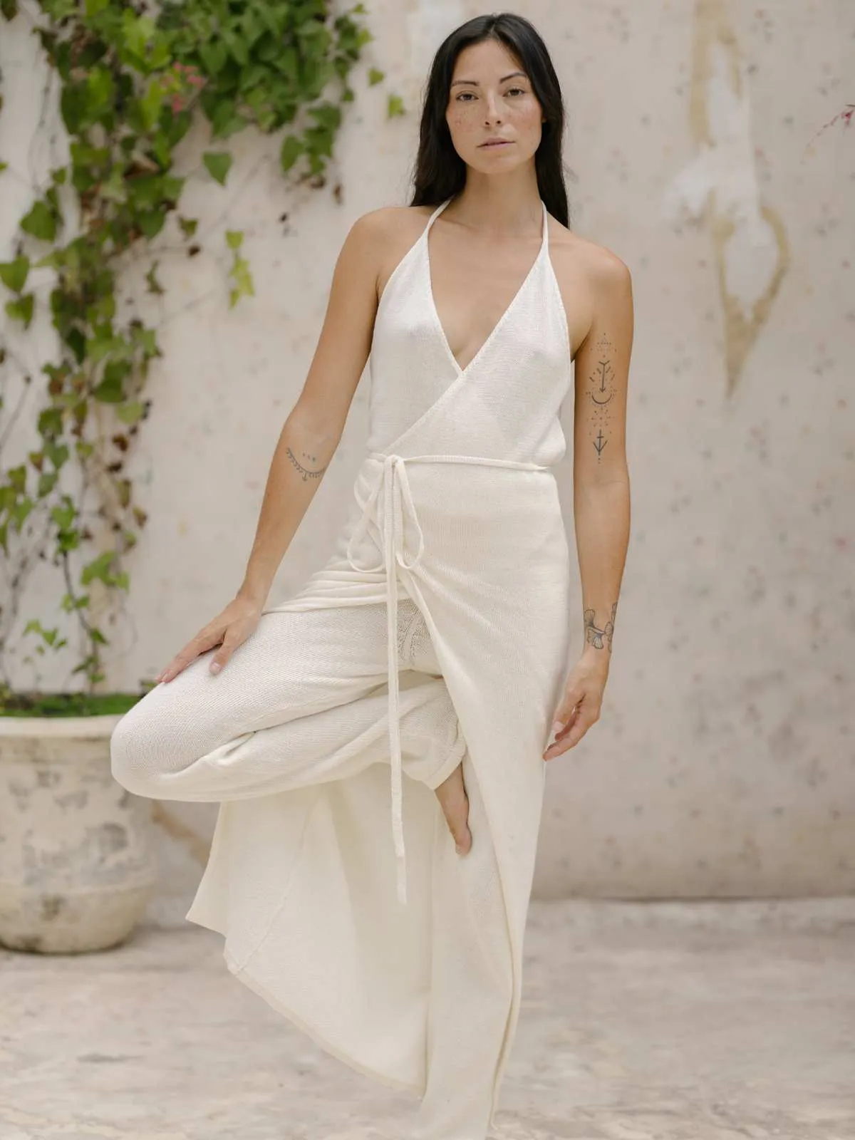Honey Cotton Knit Wrap Dress