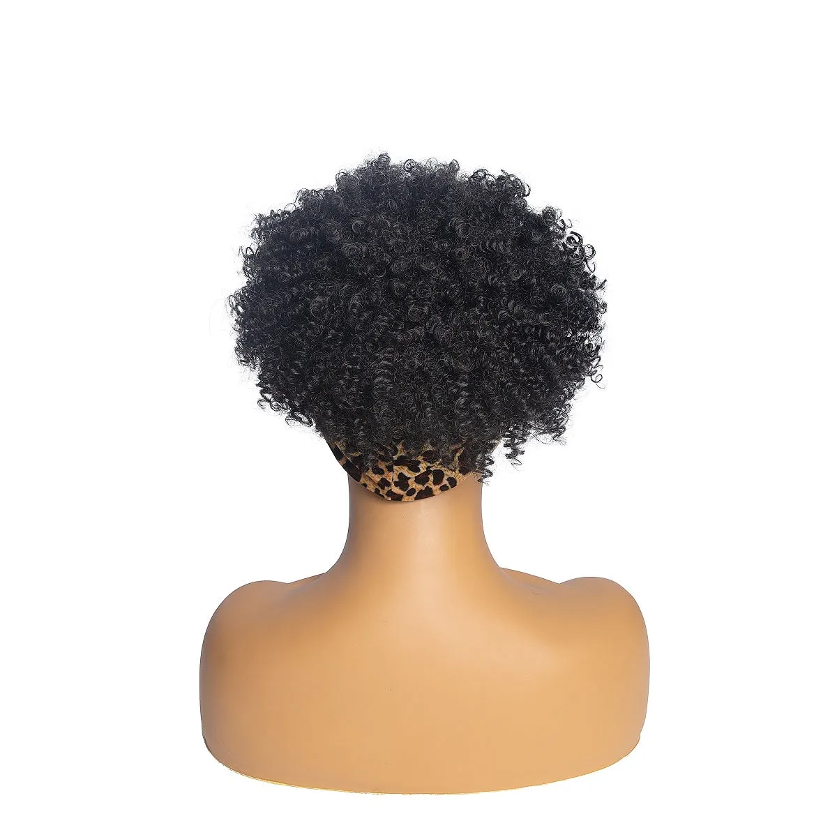 Hot Sexy Kinky Black Bang Wig with Cross Leopard Headband