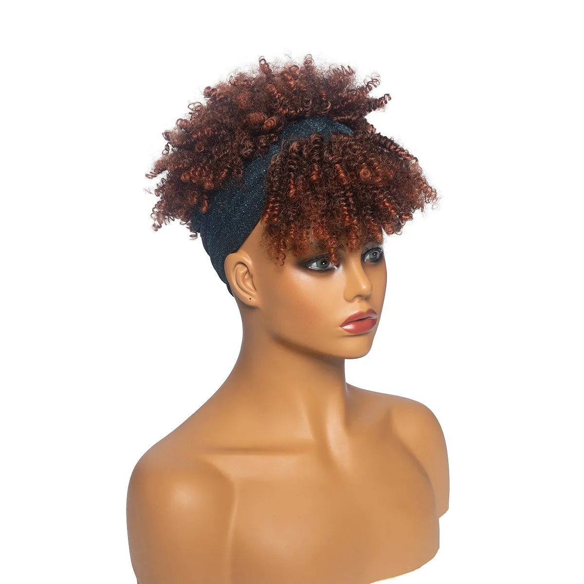 Hot Sexy Kinky Mixed Brown Curly Wig with Headband