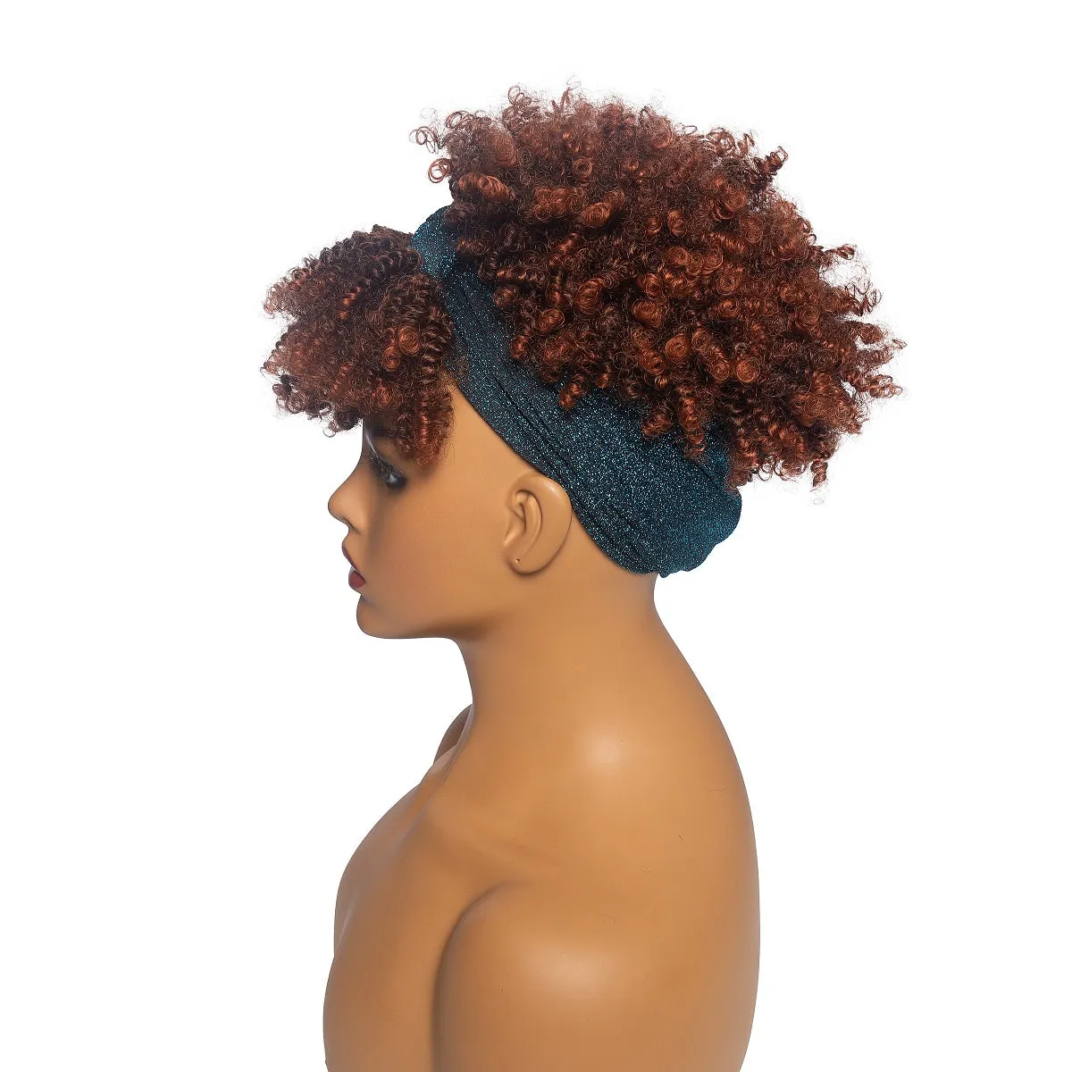 Hot Sexy Kinky Mixed Brown Curly Wig with Headband