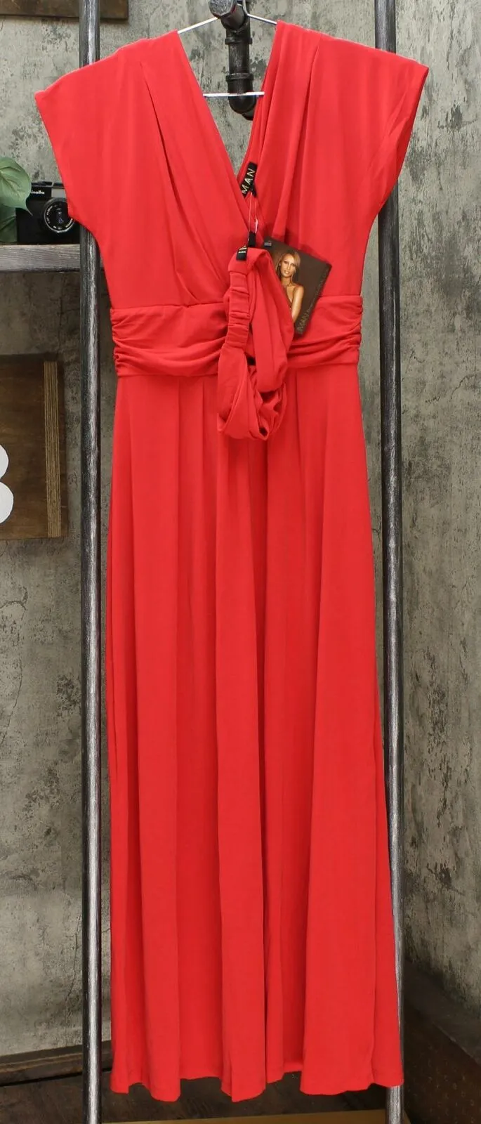 IMAN Women's Petite Boho Chic Knit Maxi Dress With Head Wrap