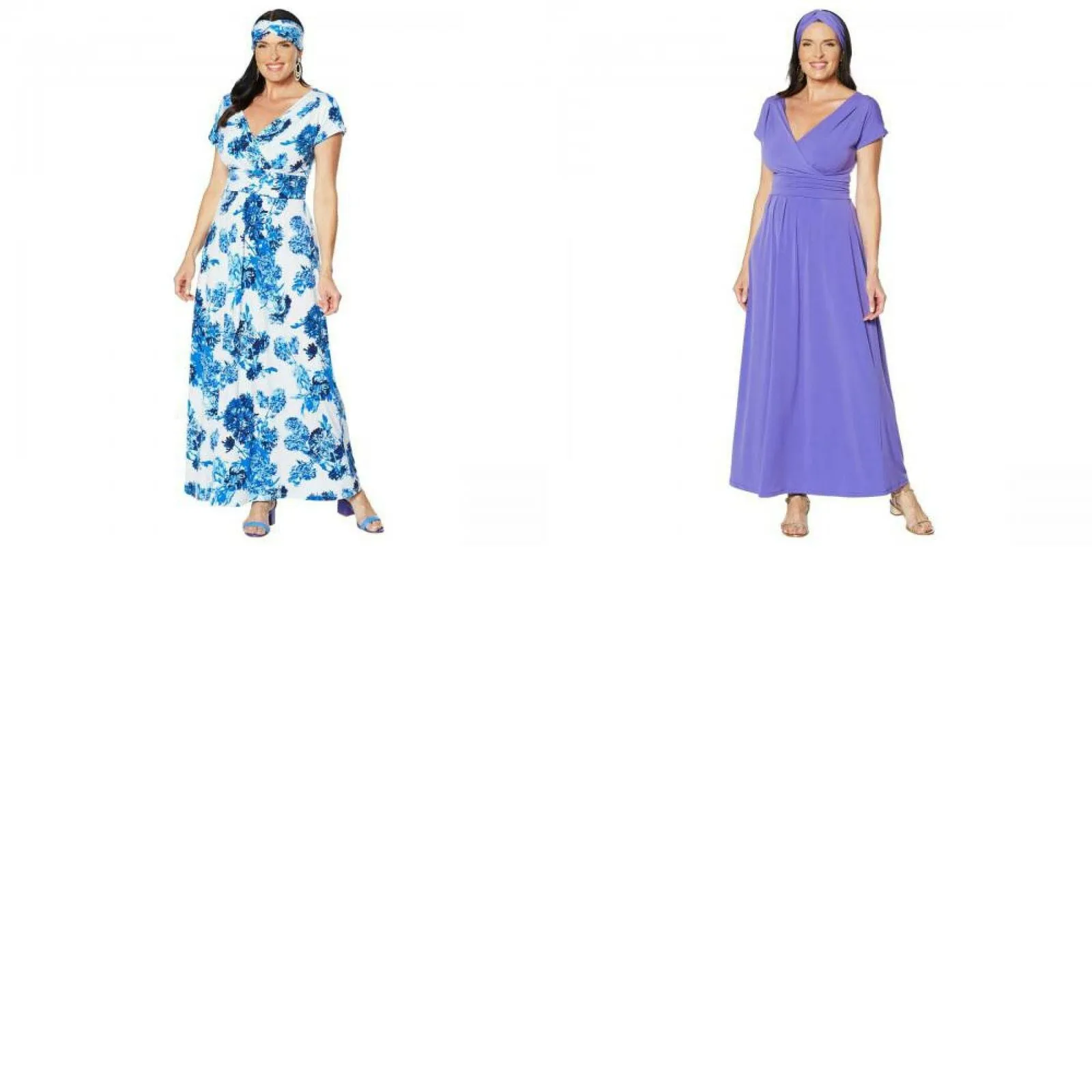 IMAN Women's Petite Boho Chic Knit Maxi Dress With Head Wrap