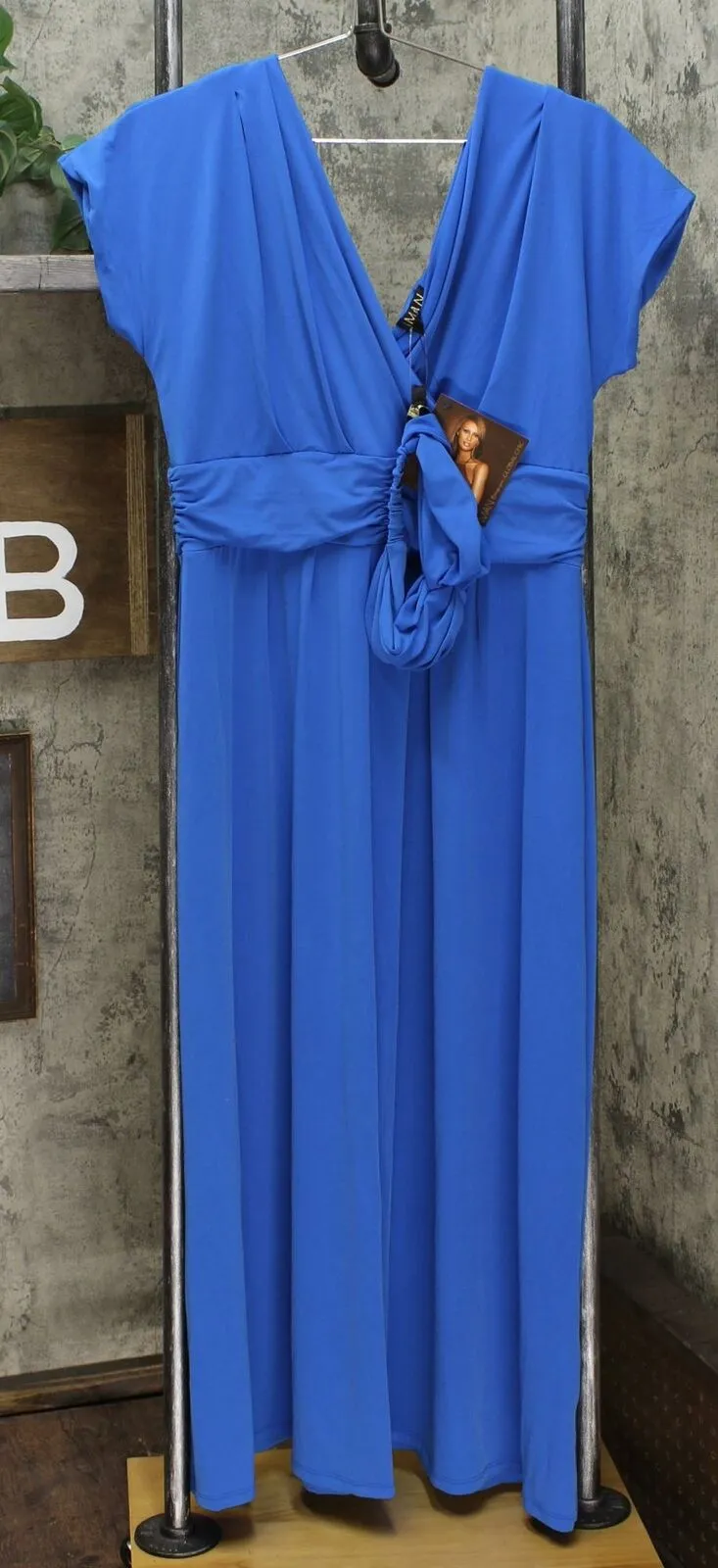 IMAN Women's Petite Boho Chic Knit Maxi Dress With Head Wrap