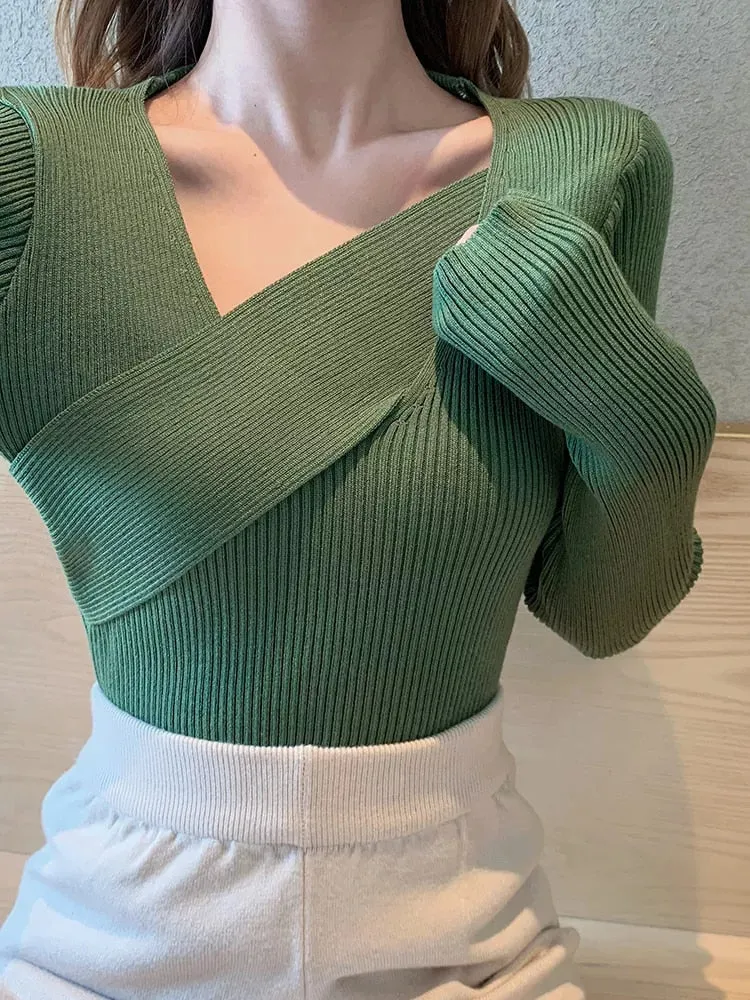 Irregular Wide V-Neck Sweaters