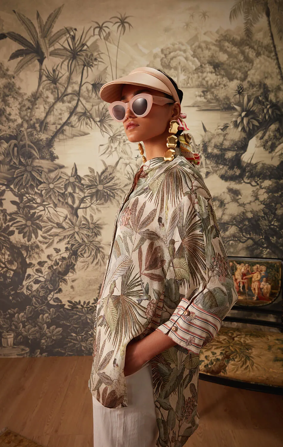 Ivory printed tunic