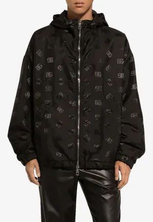 Jacquard Logo Hooded Jacket