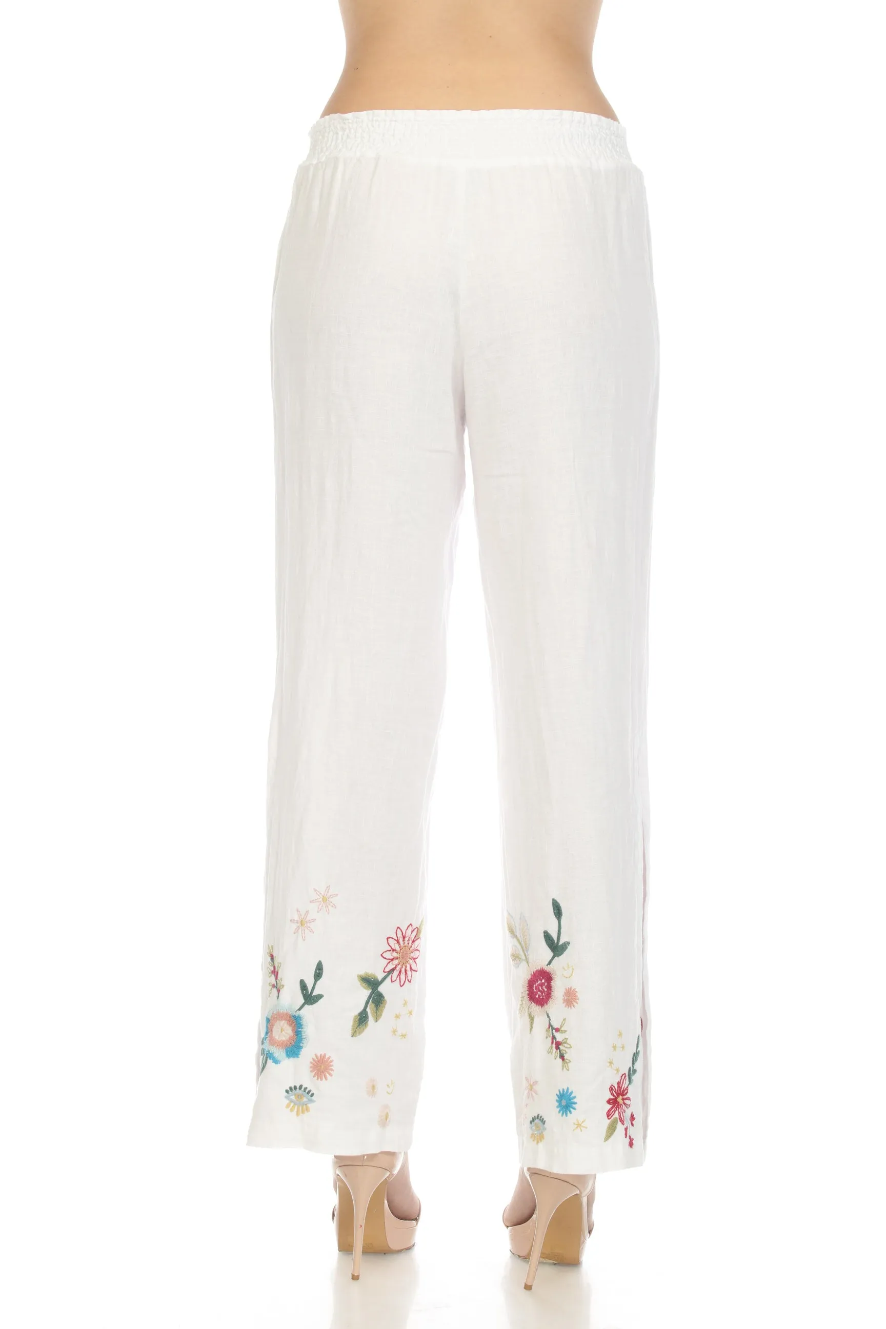 Johnny Was JWLA Martine Embroidered High Slit Palazzo Pants Chic J64022