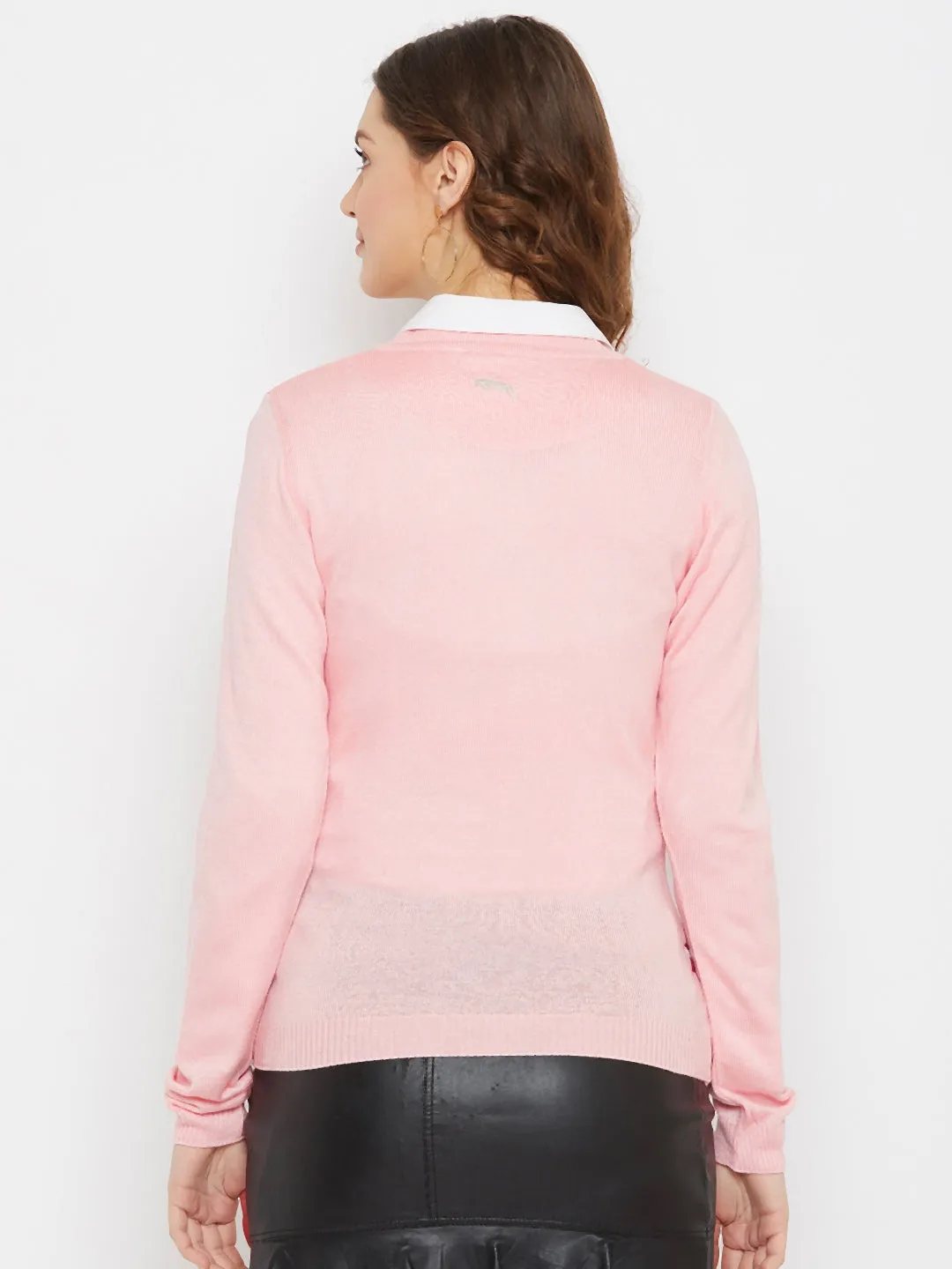 JUMP USA Women Pink Self Design Sweater