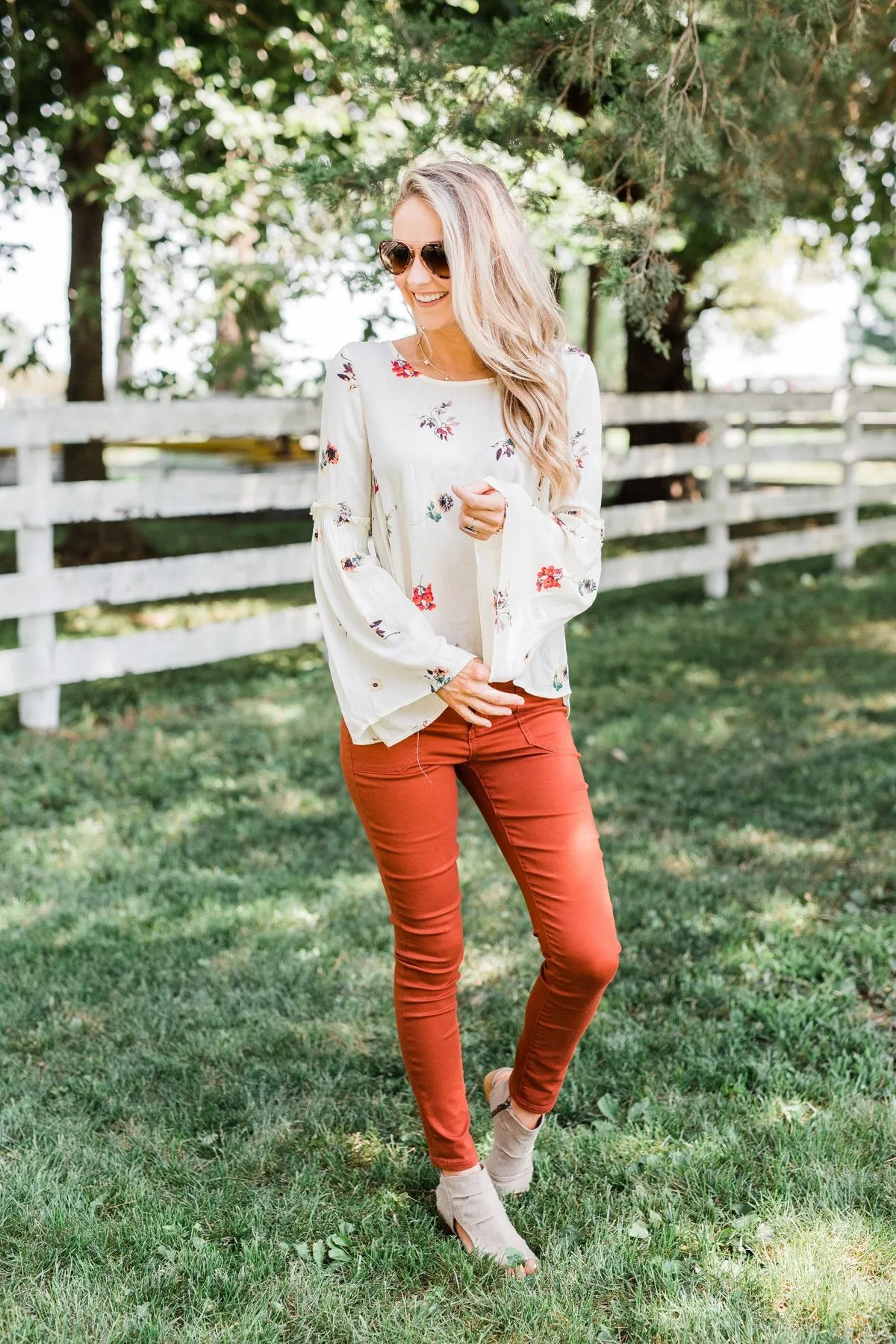 Just The Way You Are Floral Blouse- Ivory