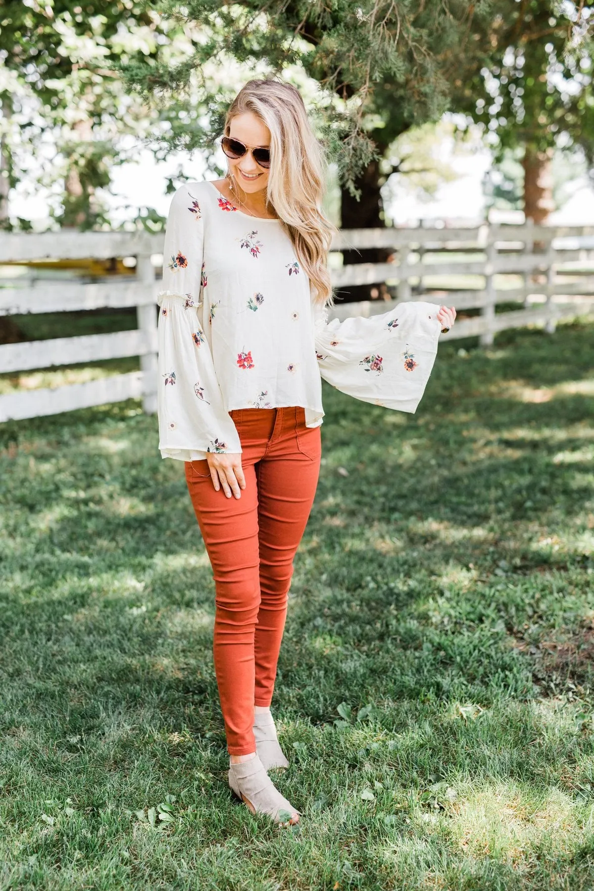 Just The Way You Are Floral Blouse- Ivory