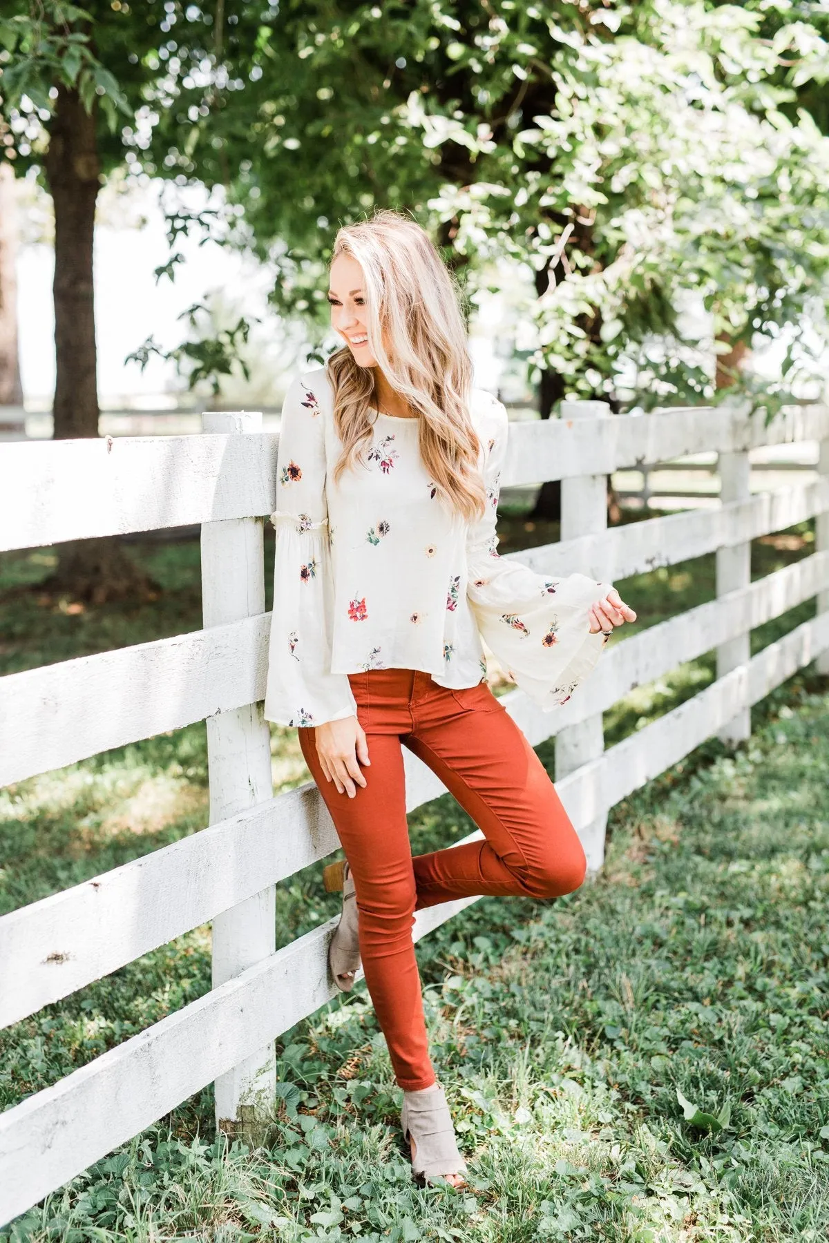 Just The Way You Are Floral Blouse- Ivory