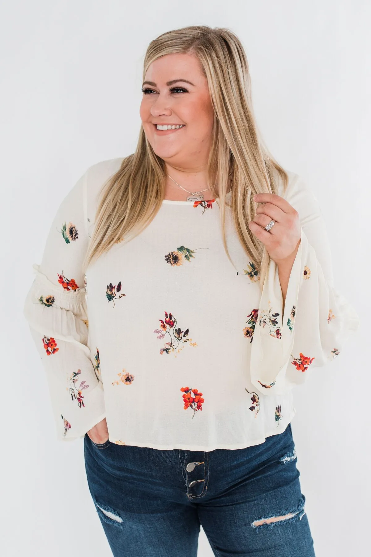 Just The Way You Are Floral Blouse- Ivory