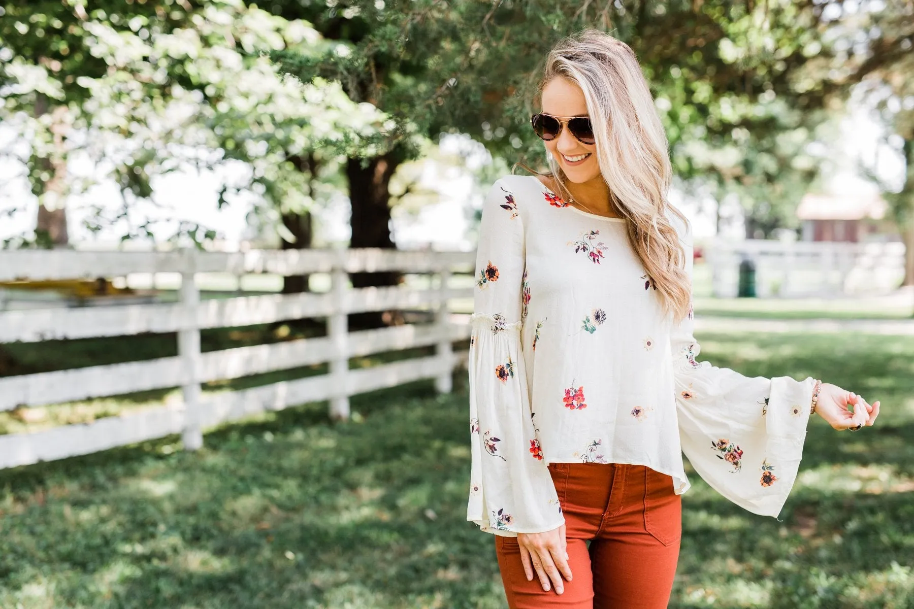 Just The Way You Are Floral Blouse- Ivory