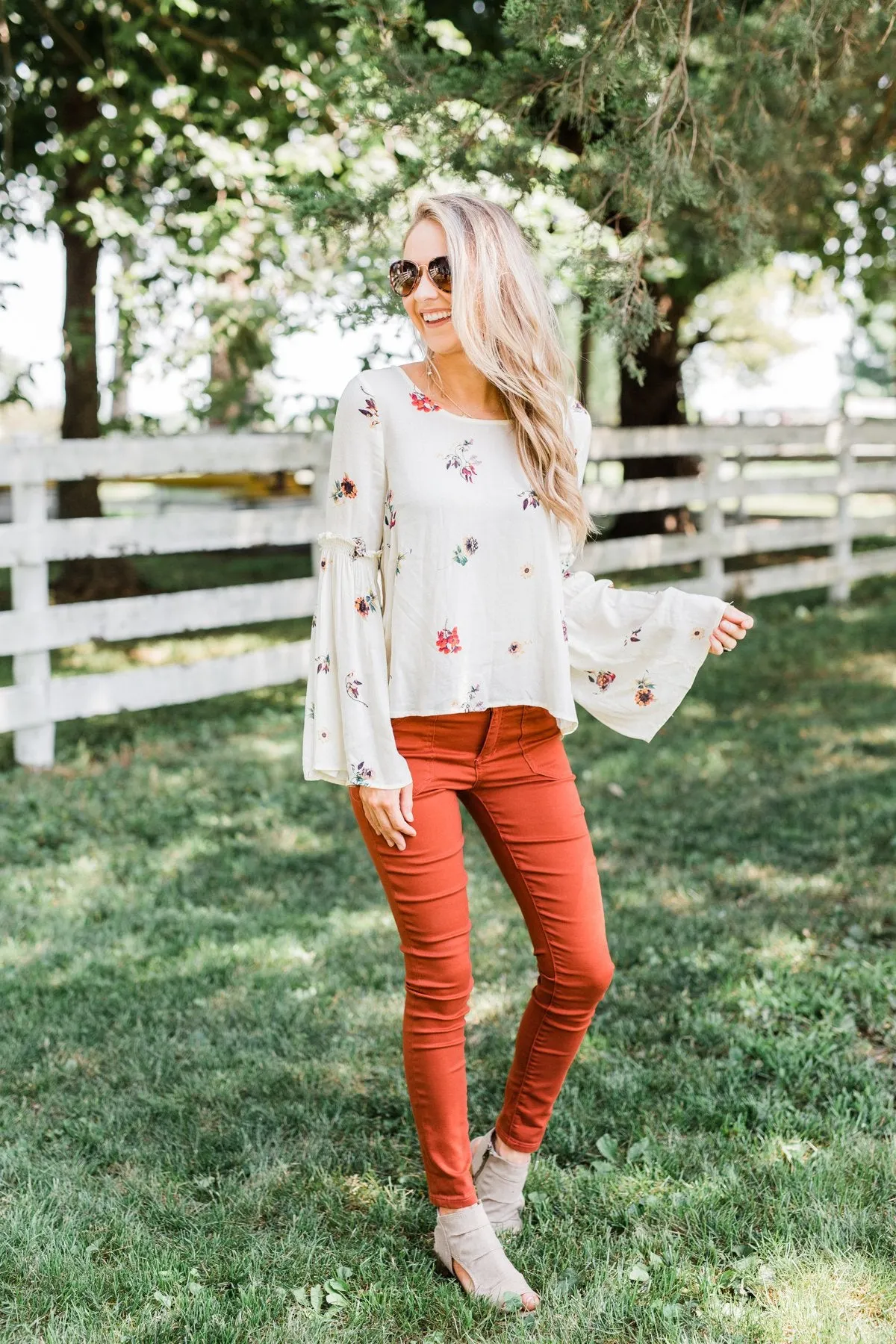 Just The Way You Are Floral Blouse- Ivory