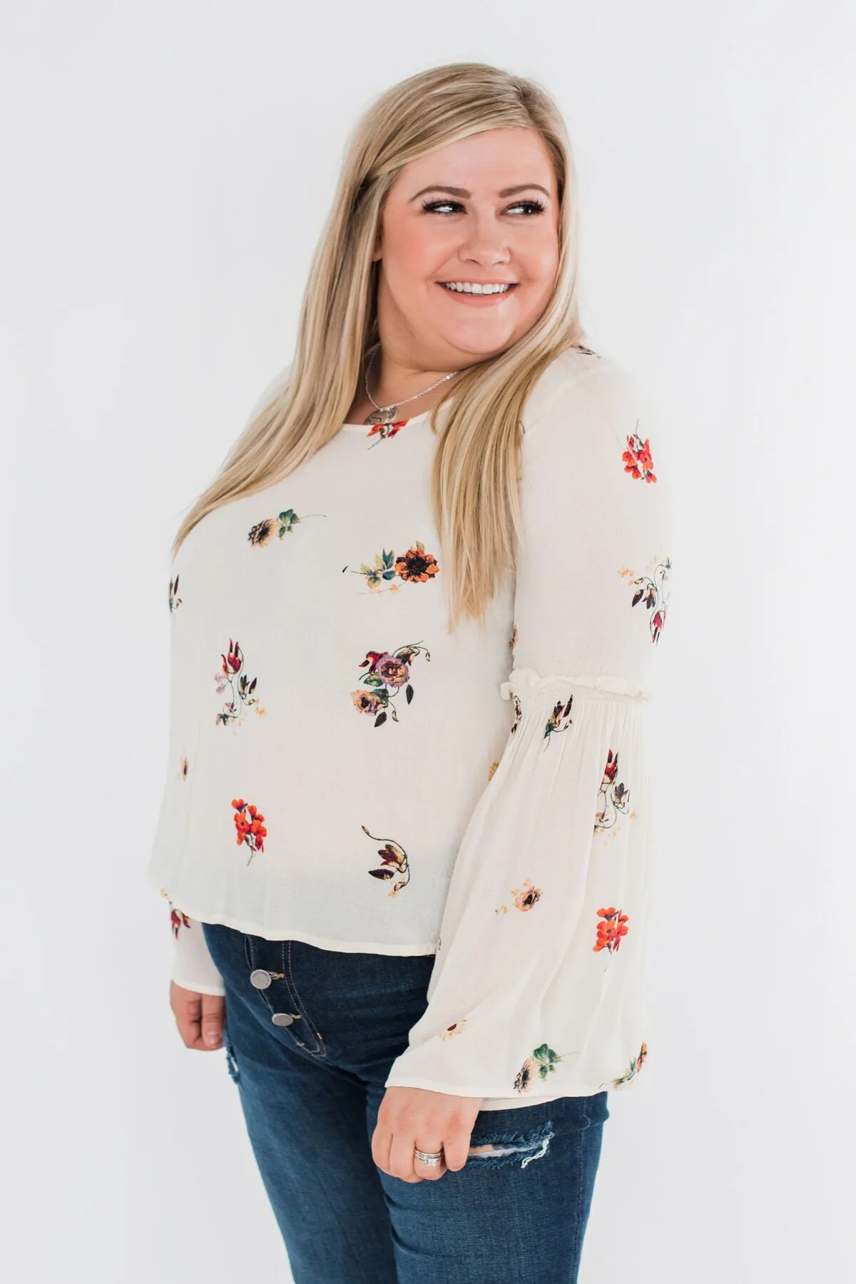 Just The Way You Are Floral Blouse- Ivory