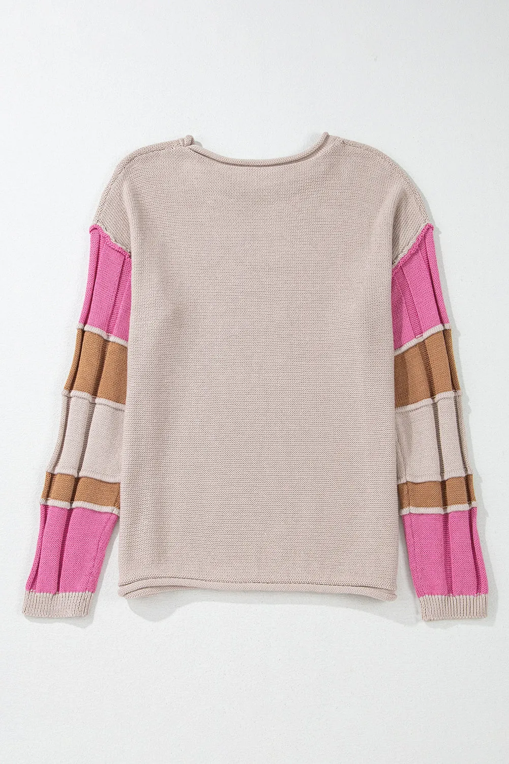 KaleaBoutique Colorblock Exposed Seam Round Neck Sweater