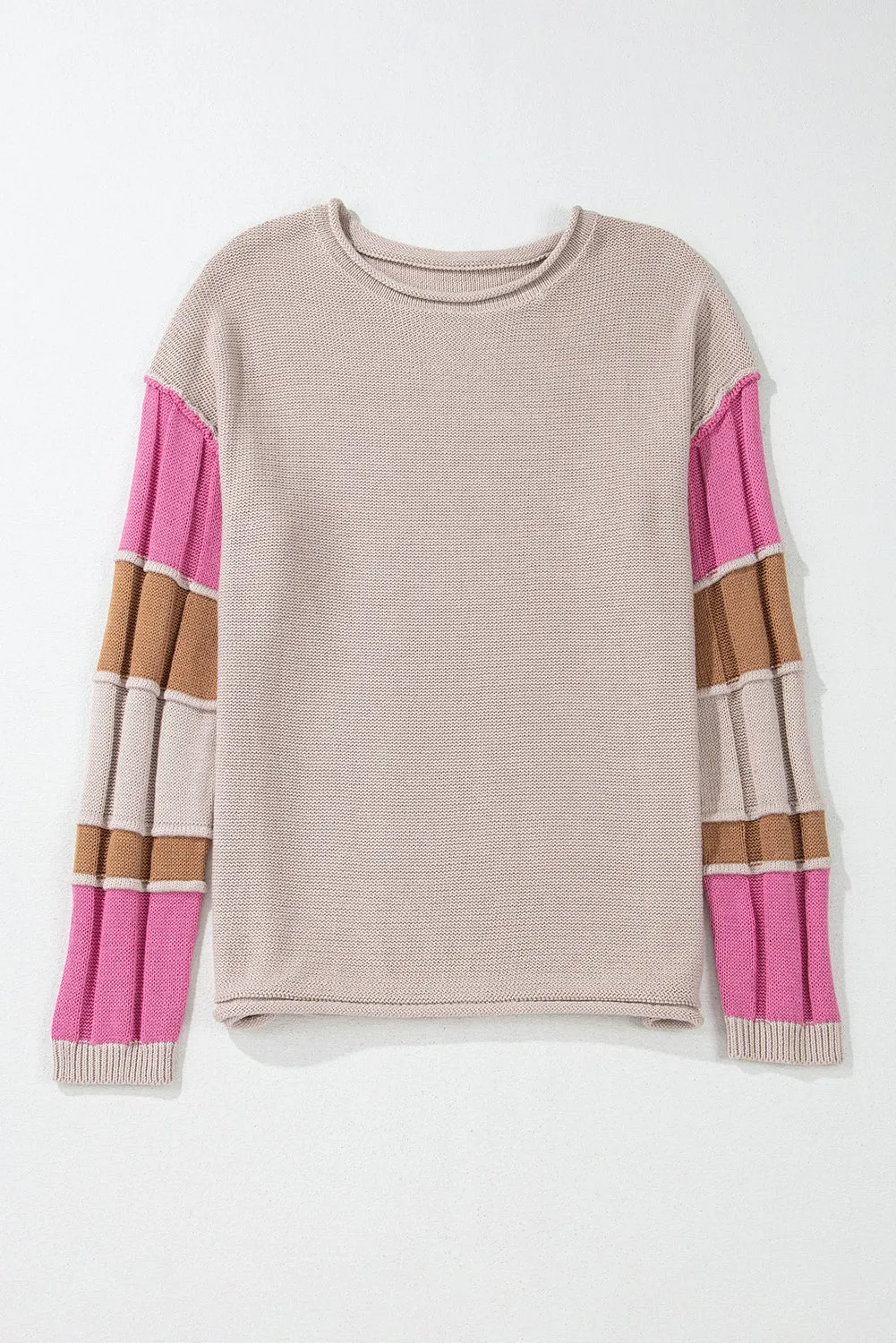 KaleaBoutique Colorblock Exposed Seam Round Neck Sweater
