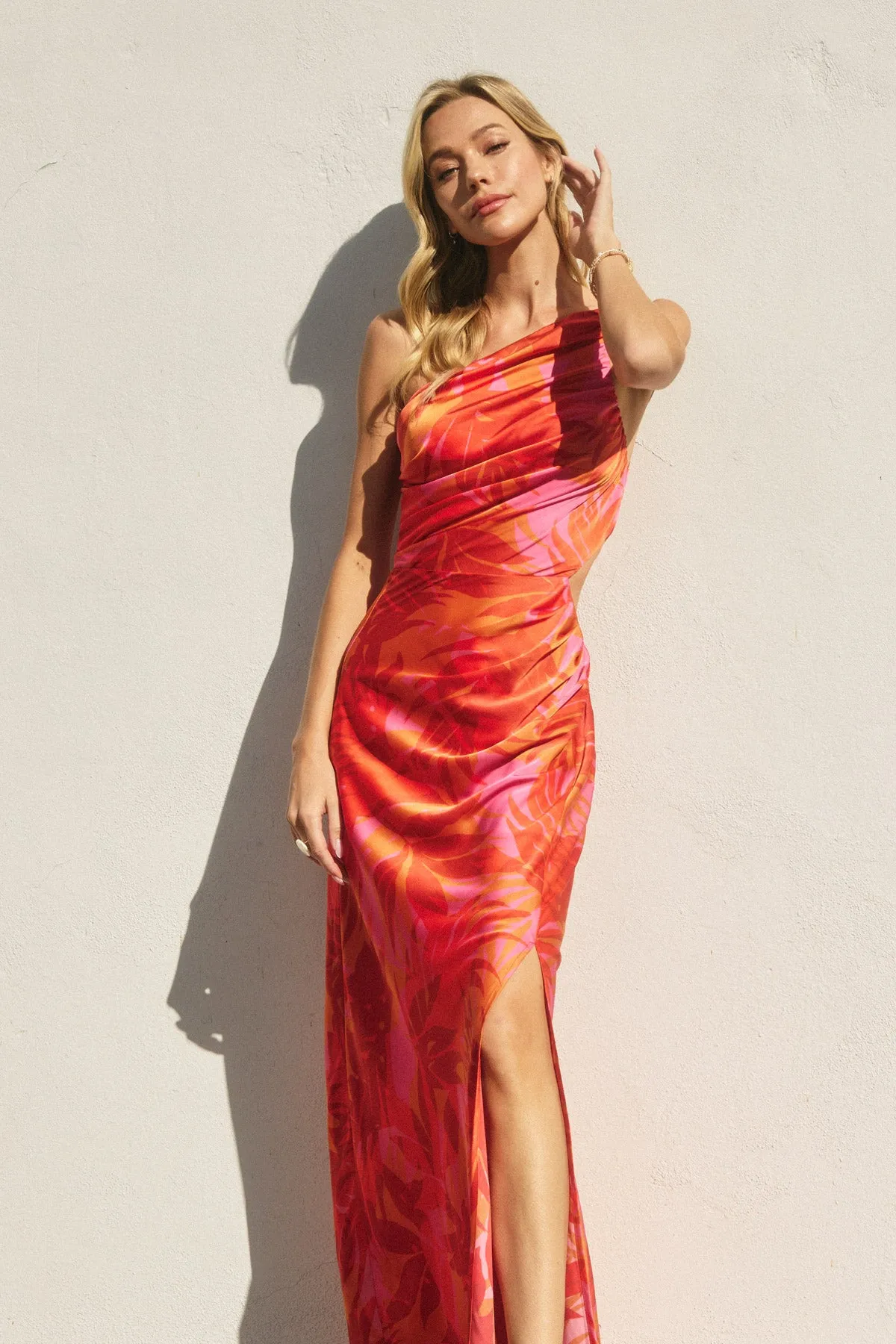 Kellyn One Shoulder Ruched Maxi Dress