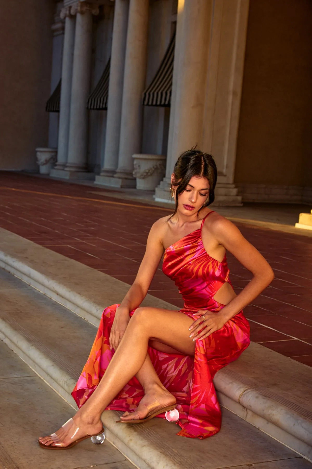 Kellyn One Shoulder Ruched Maxi Dress