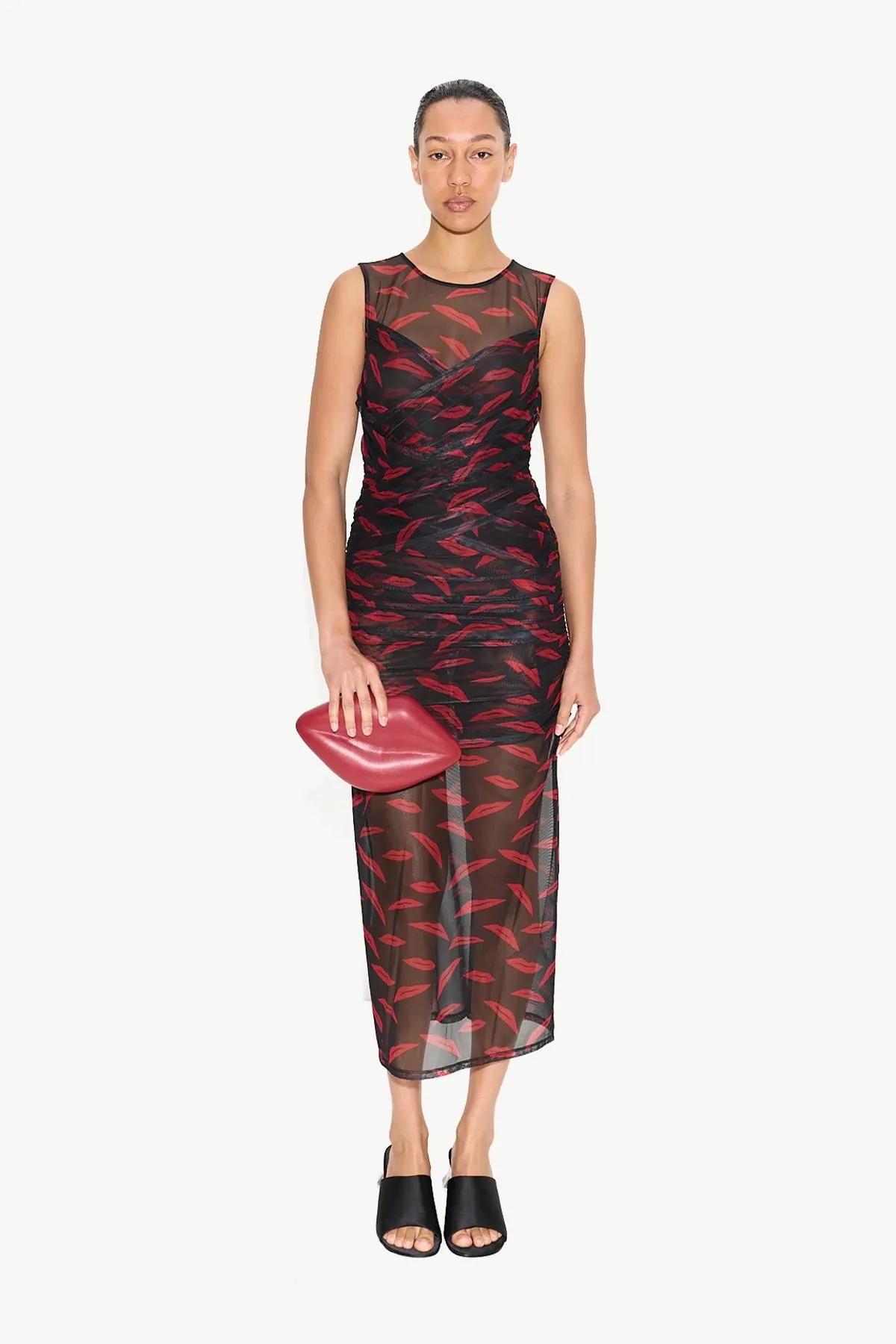 Kinny Mesh Dress Lip Print