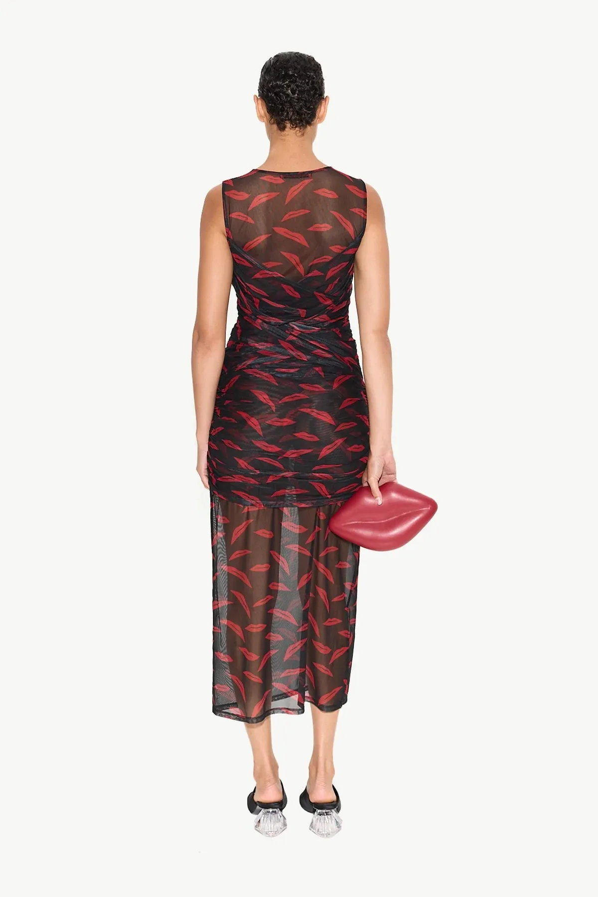 Kinny Mesh Dress Lip Print