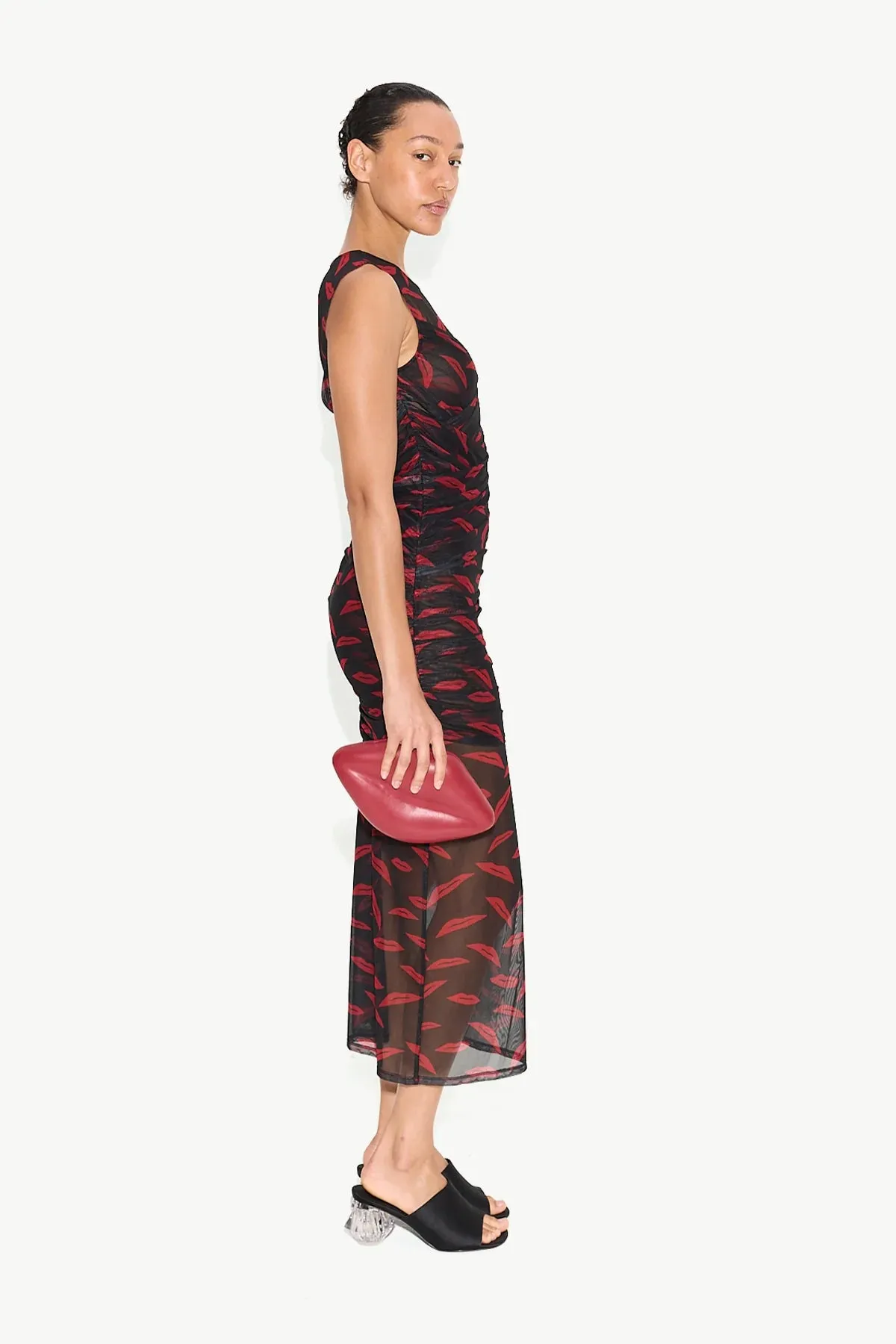 Kinny Mesh Dress Lip Print