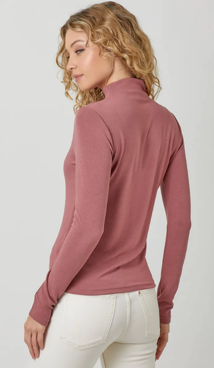Knit Mock Neck Top- perfect layering piece