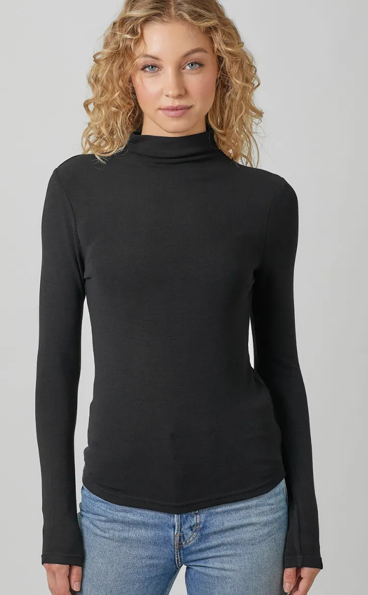 Knit Mock Neck Top- perfect layering piece