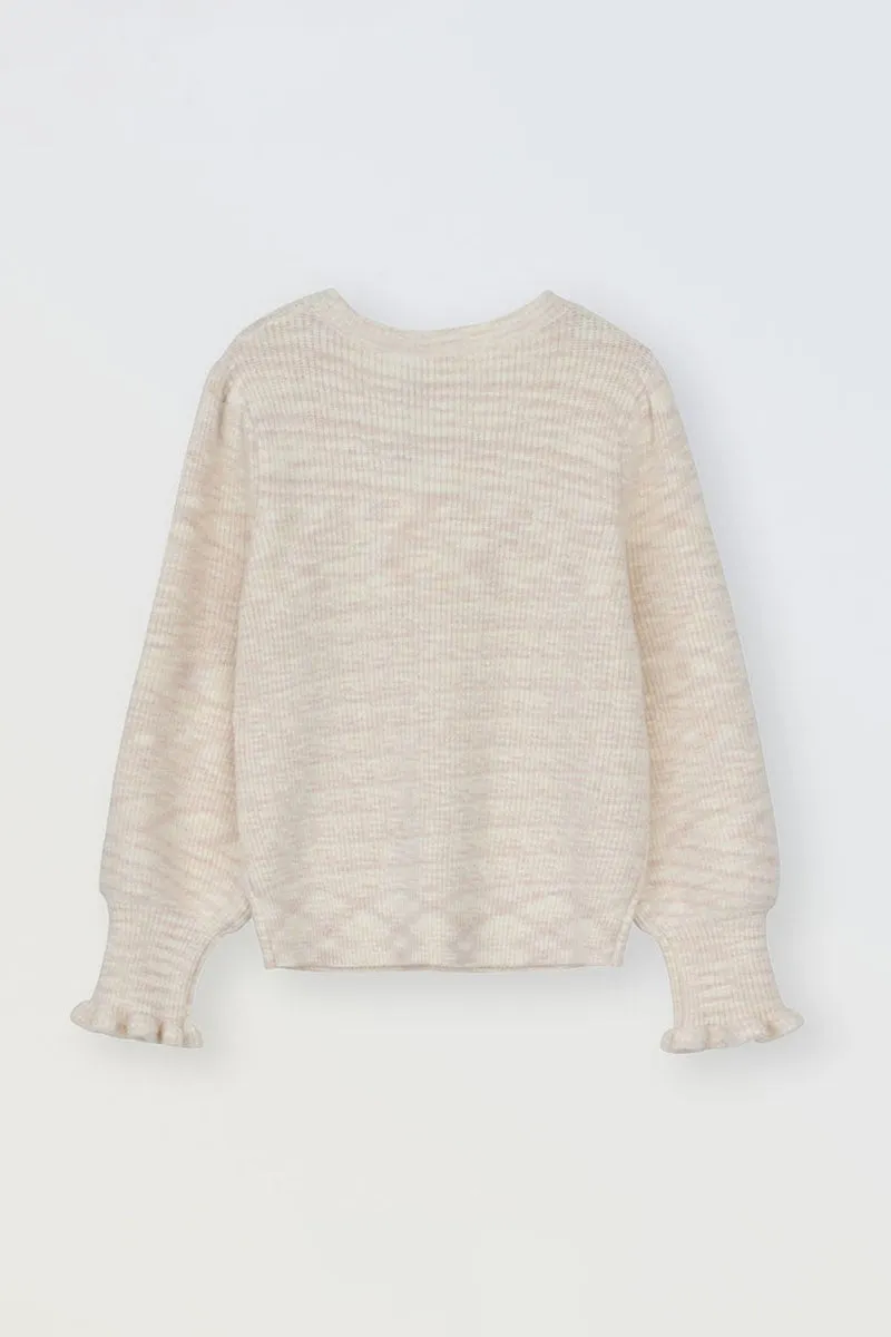 KNITTED SWEATER WITH RUFFLED CUFFS