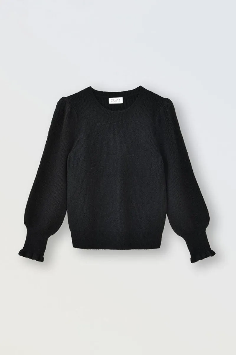 KNITTED SWEATER WITH RUFFLED CUFFS