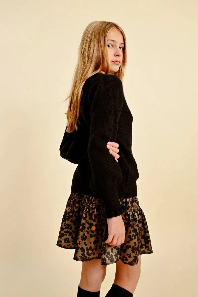 KNITTED SWEATER WITH RUFFLED CUFFS