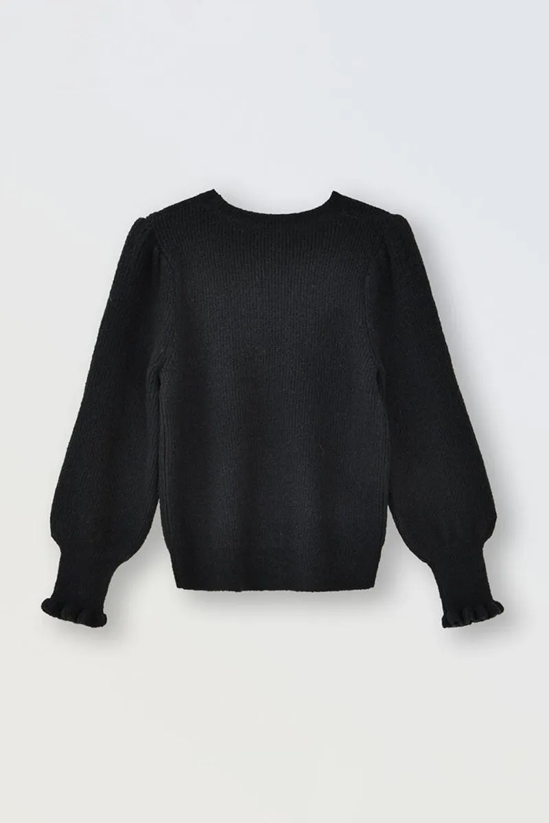 KNITTED SWEATER WITH RUFFLED CUFFS