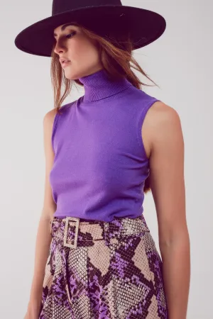 Knitted tank jumper in purple