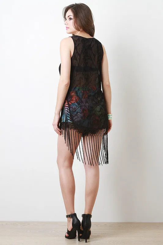 Lace Tassel High Low Top