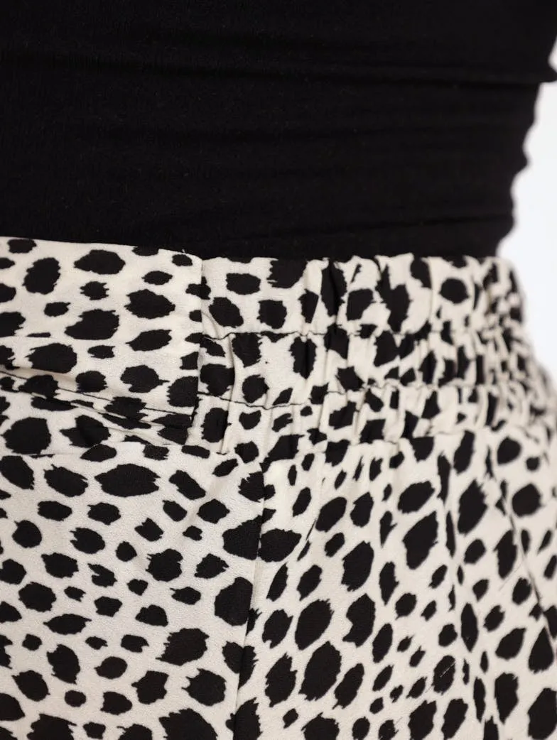 Ladies Animal Pleated Midi Skirt - Cream