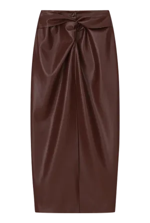 Leane Knotted OKOBOR™ Alt-leather Front Sarong Style Skirt