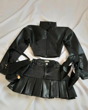 Leather & Denim Wavy Set