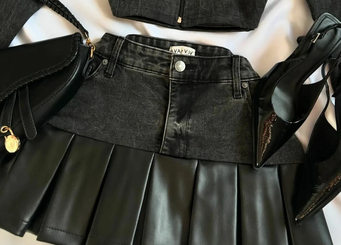 Leather & Denim Wavy Set
