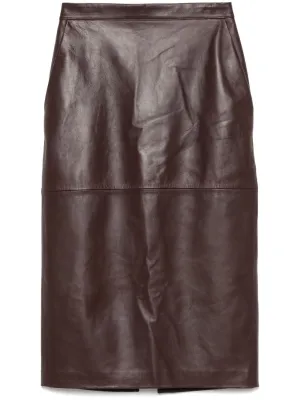 Leather midi skirt