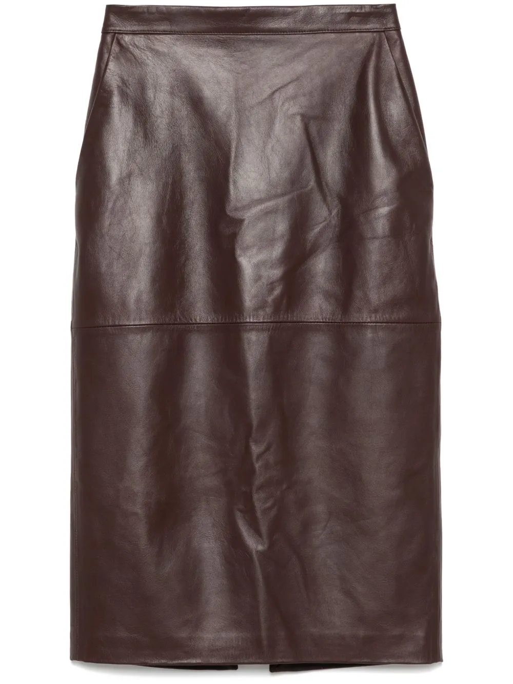 Leather midi skirt