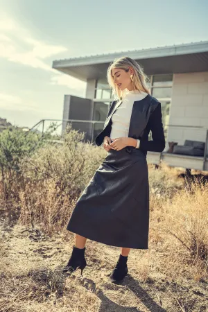 LEATHER SEAM SKIRT