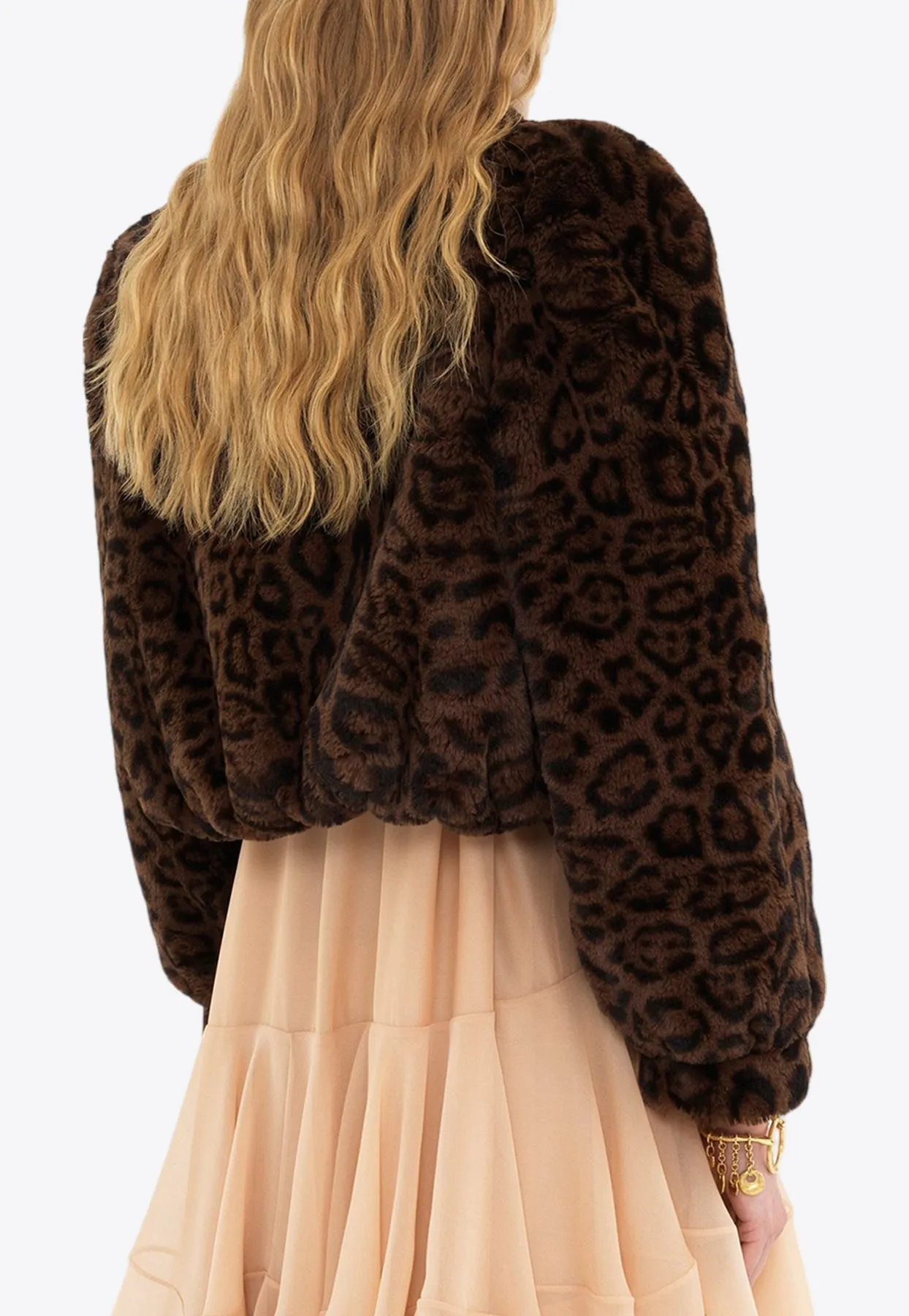 Leopard Print Faux Fur Cropped Jacket