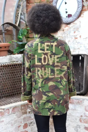 'Let Love Rule' Green Camo Jacket