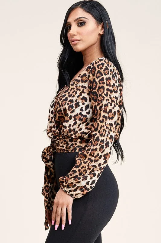Lizzette Animal Print Wrap Top