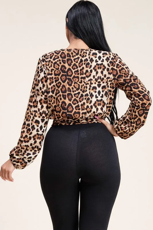Lizzette Animal Print Wrap Top