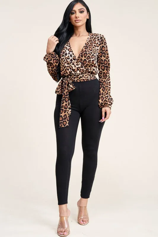 Lizzette Animal Print Wrap Top