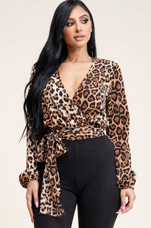 Lizzette Animal Print Wrap Top