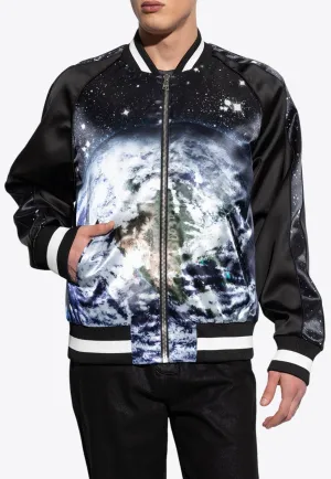 Logo Planet Zip-Up Bomber Jacket