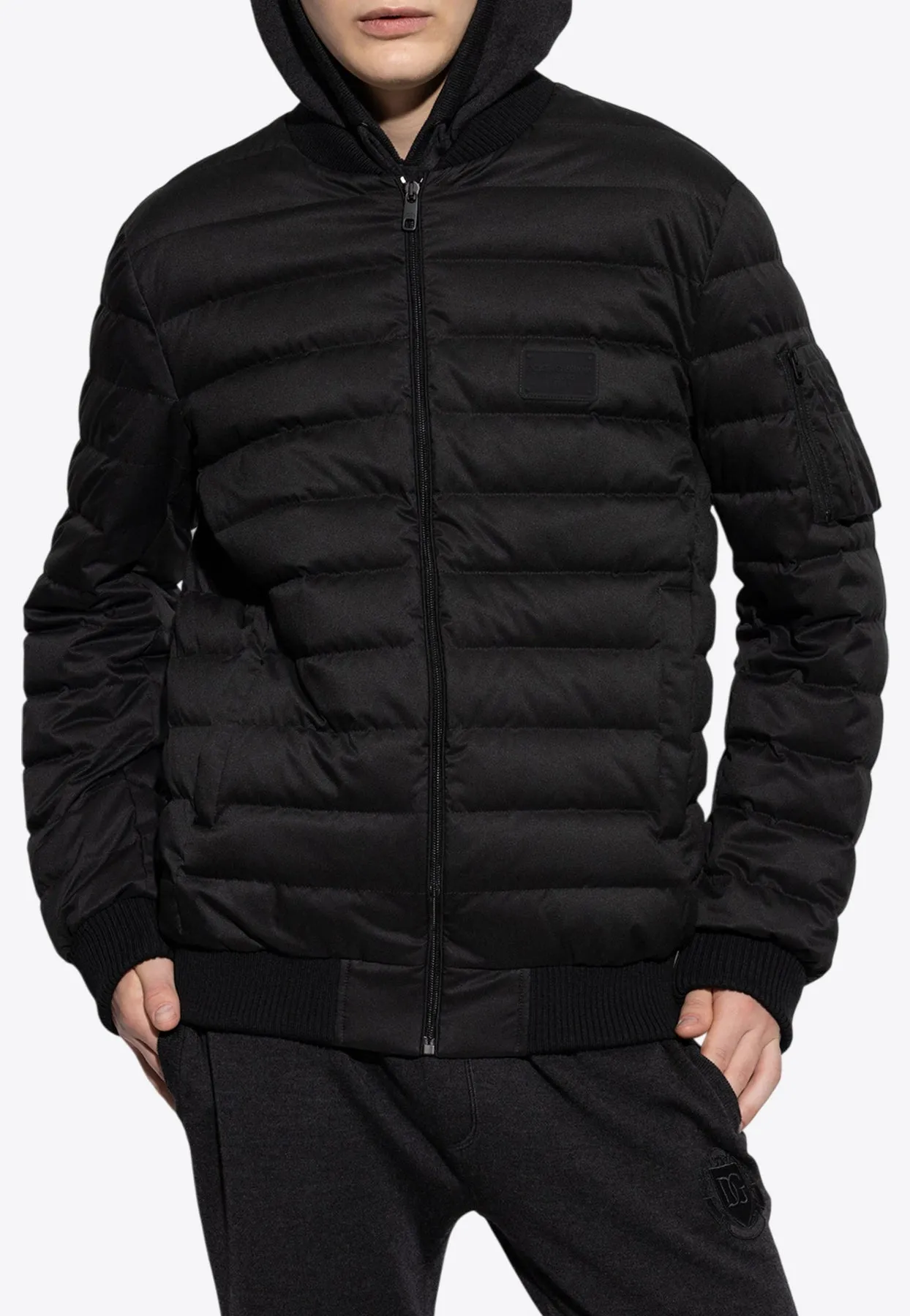 Logo Tag Padded Bomber Jacket