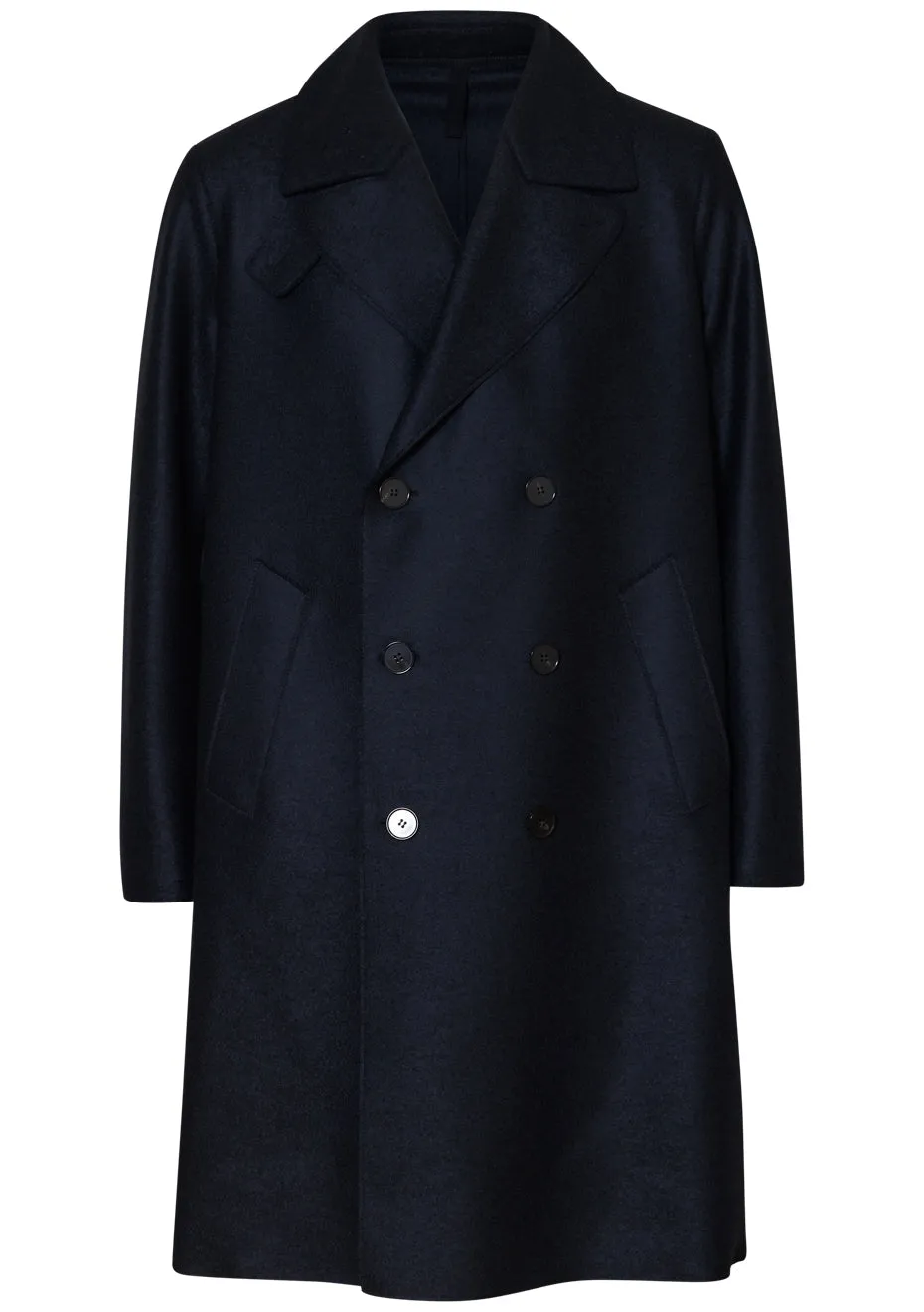 Long Peacoat Pressed Wool Dark Blue